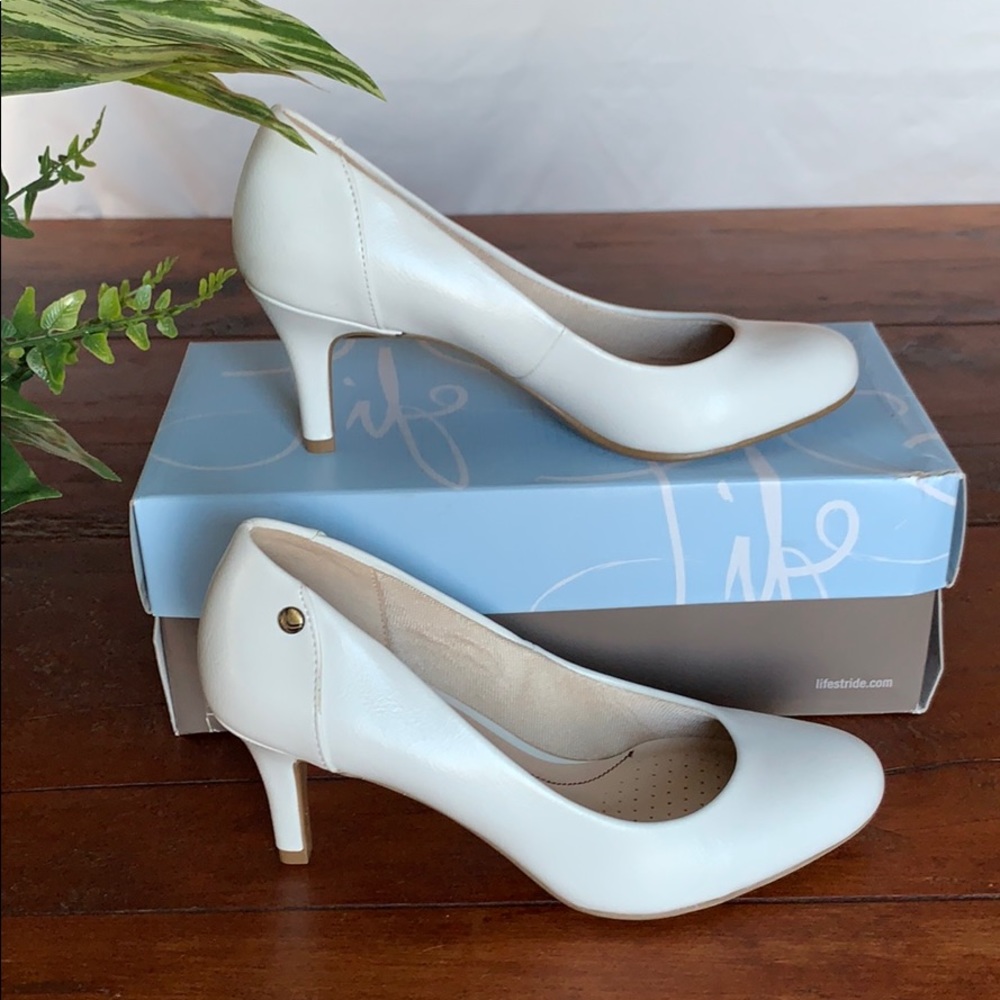 White comfort heels